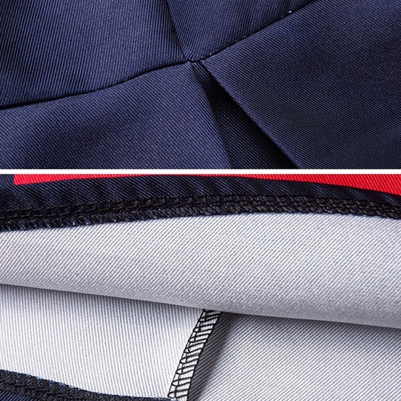 Plus/Regular Satin Feel Navy Floral A Line Dress - Picture 4 of 8